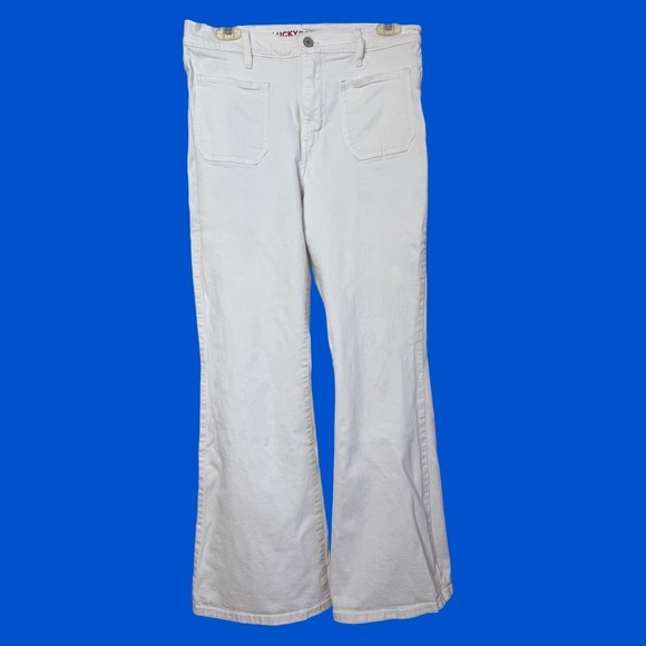 Lucky Brand Denim - Lucky Brand Stevie High Rise Flare Jeans White Size 10 30 Patch Pockets